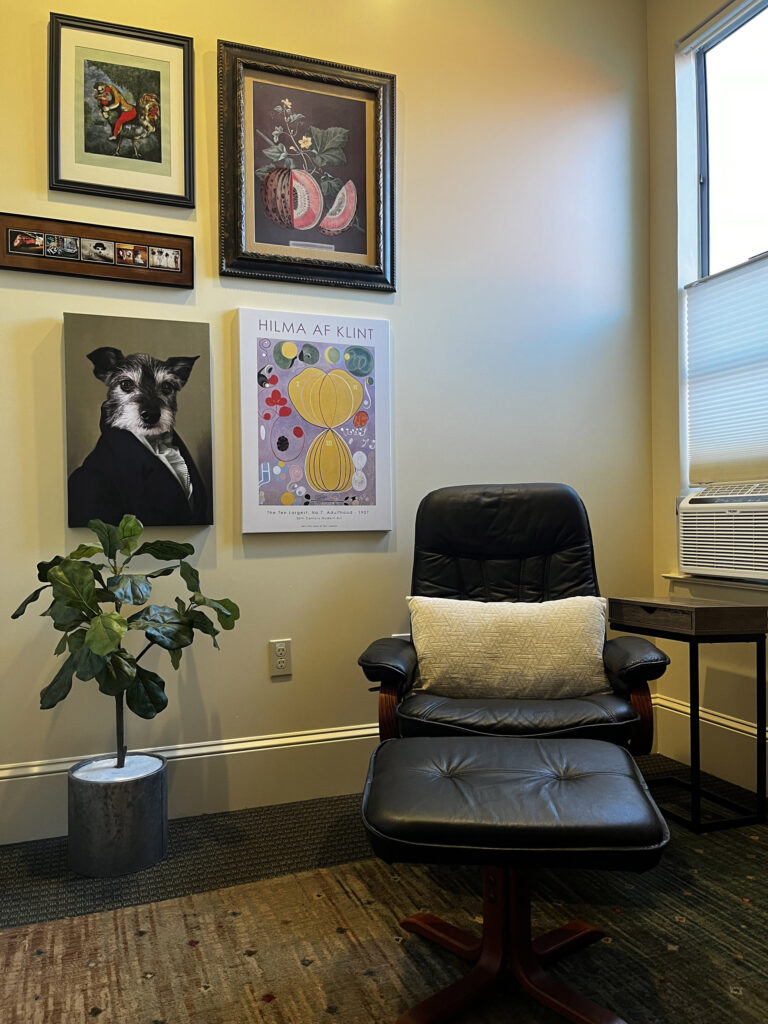 Psychotherapy office 5297 College Avenue Suite 102 Oakland, CA 94618 Chair for therapist